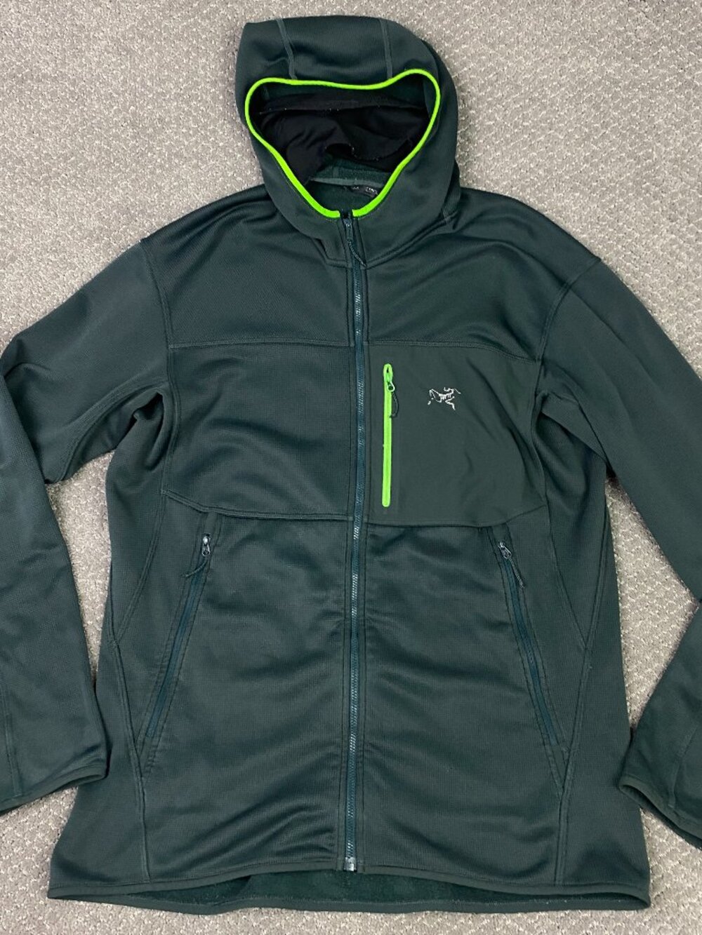 Arc'teryx Fortrez Hoody Mens Large Green Baclava Full Zip Polartec Fleece 18090